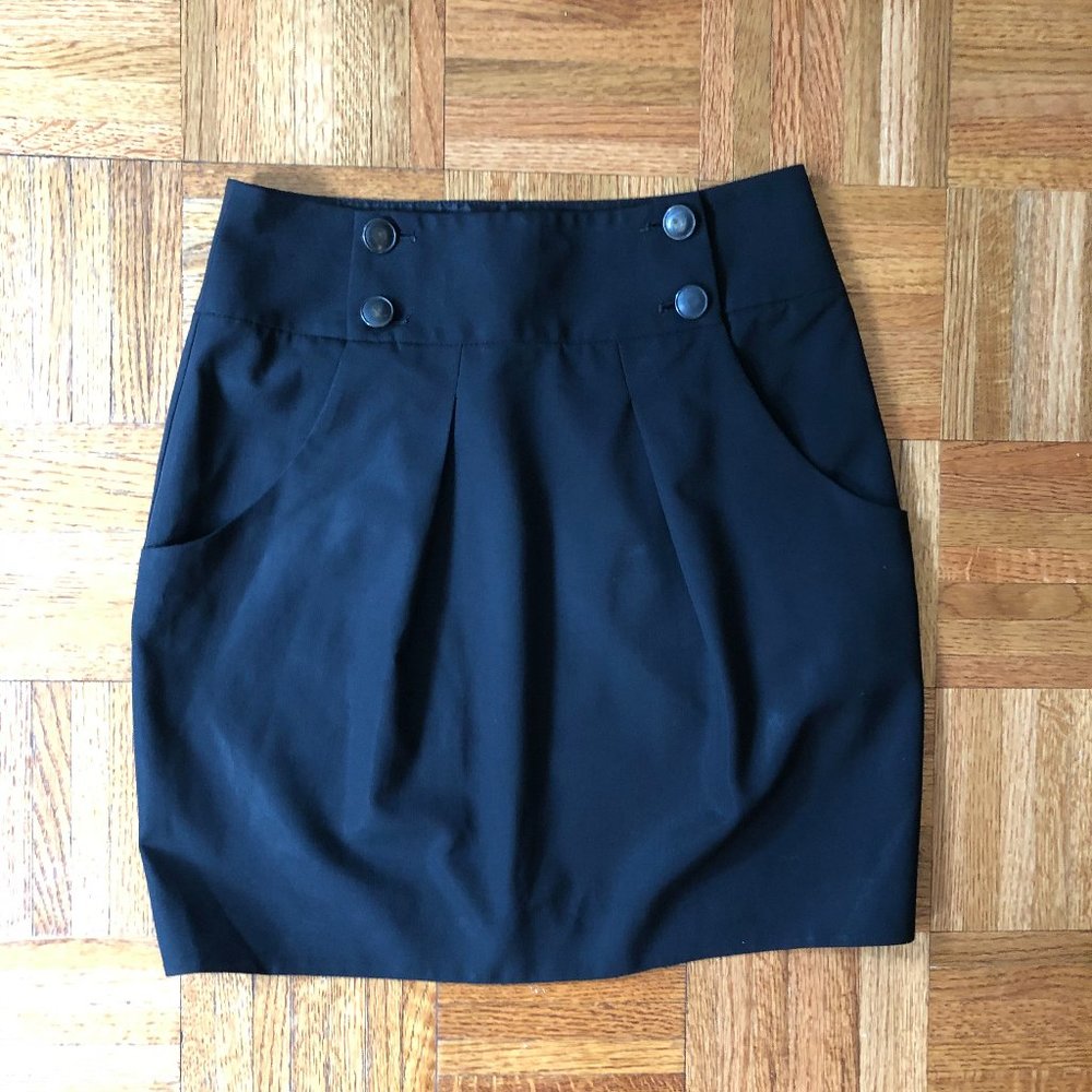 Theory Black Maryelia Mini Skirt w. Button Waist